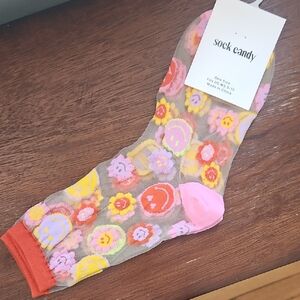 Floral Mesh Socks - Pink and Yellow